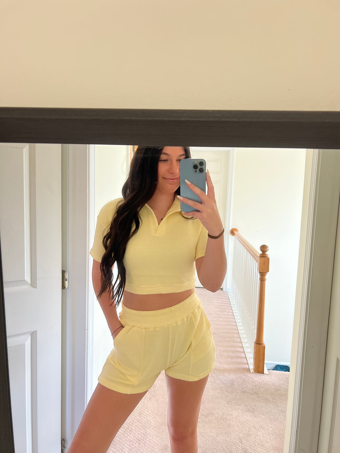 Waffle Knit Polo and Short Set