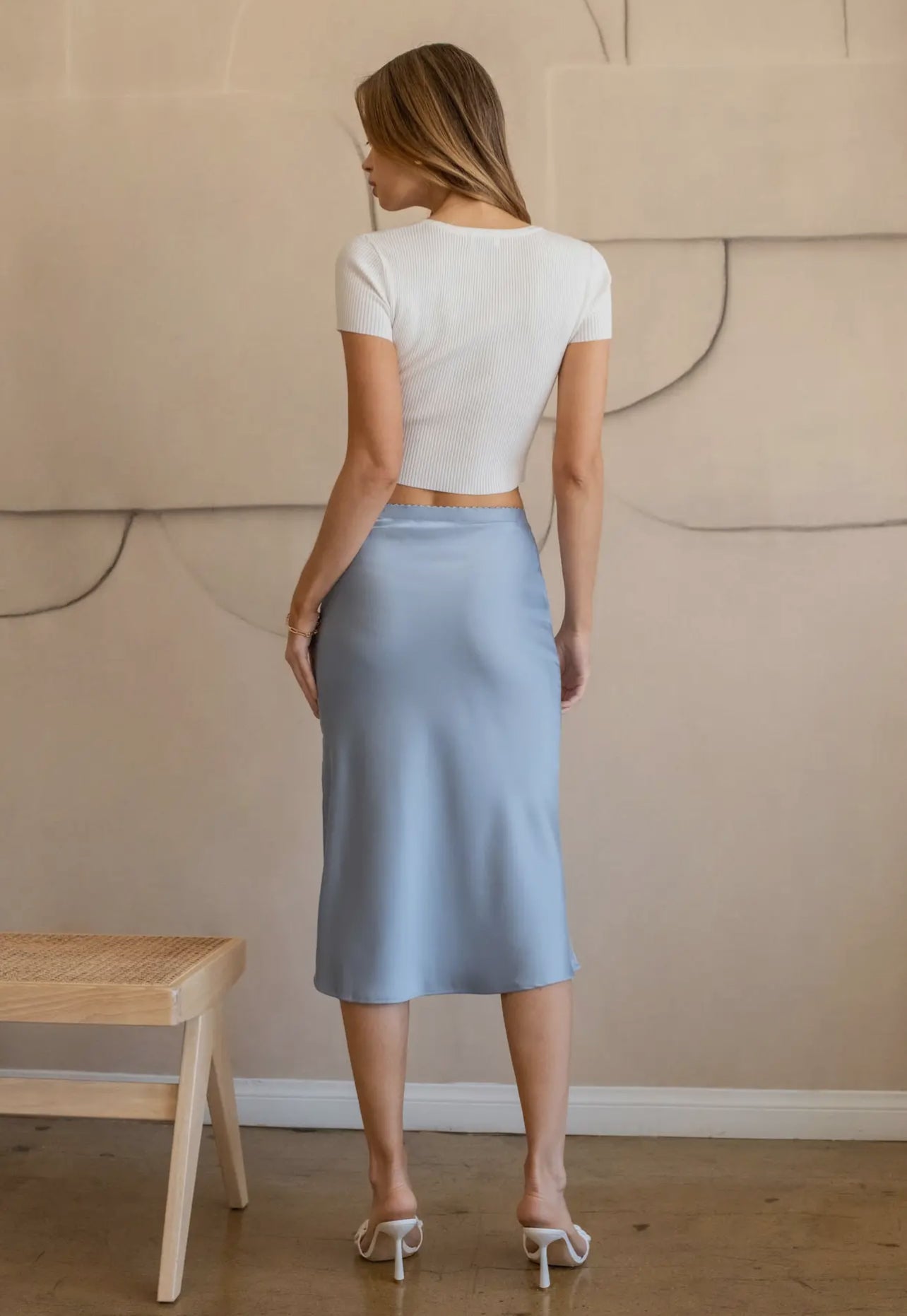 Satin Side Slit Skirt