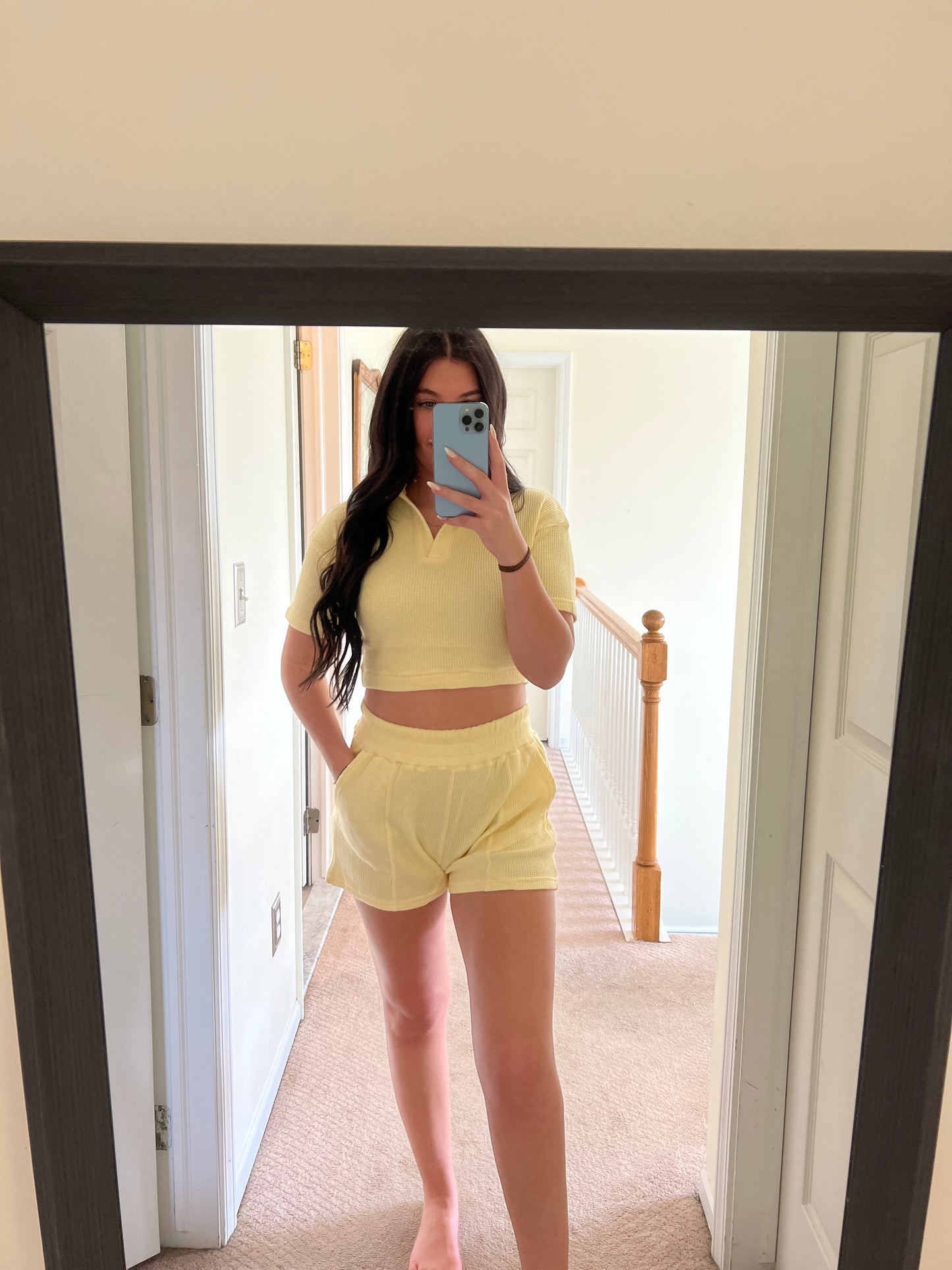 Waffle Knit Polo and Short Set