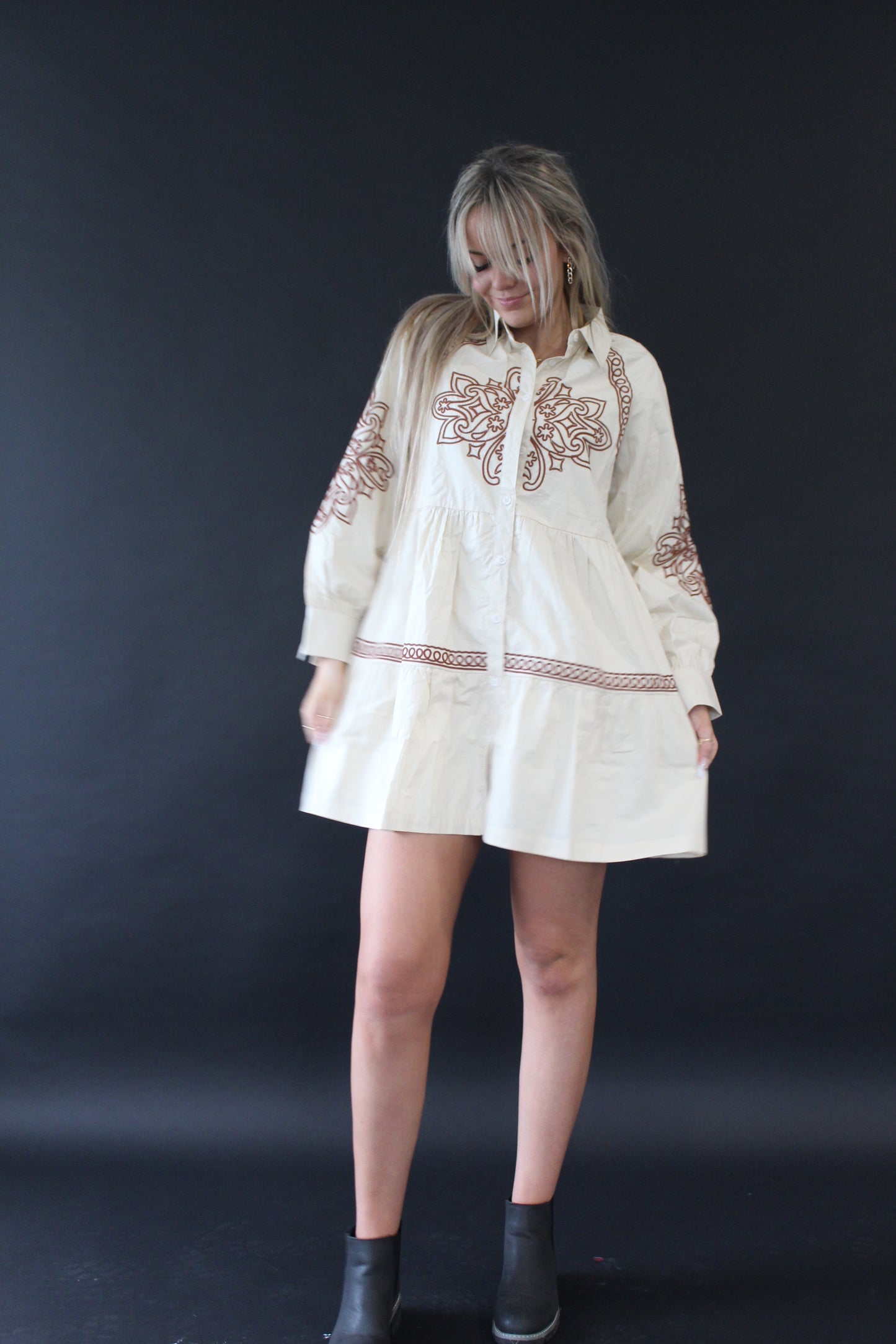 Lorena Embroidered Shirt Dress
