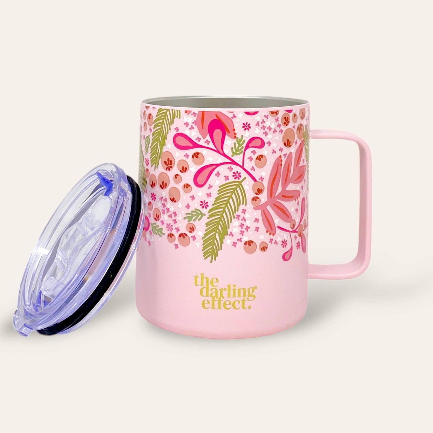 14 oz Insulated Mug - Jolly Sprig Pink