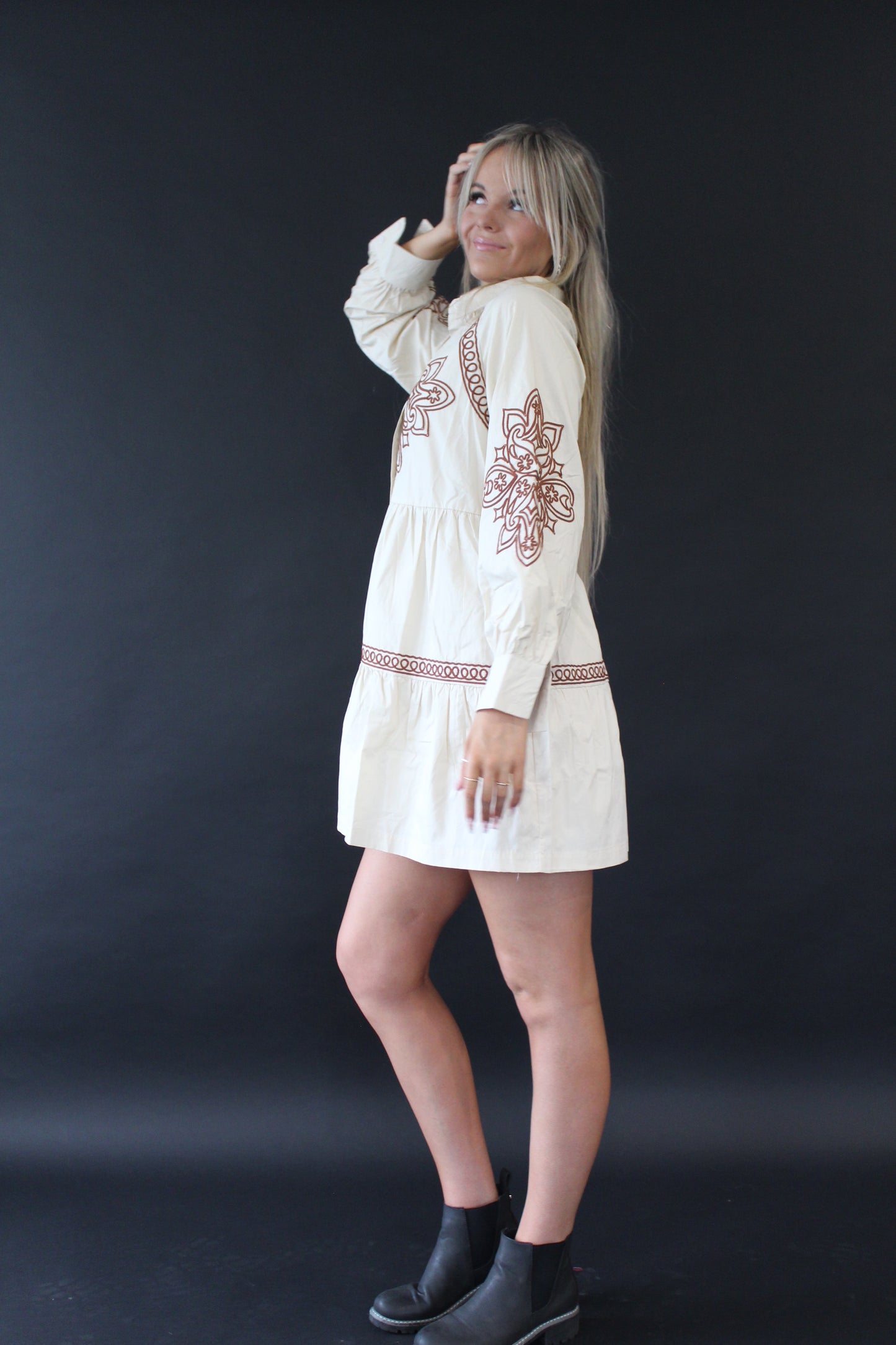 Lorena Embroidered Shirt Dress