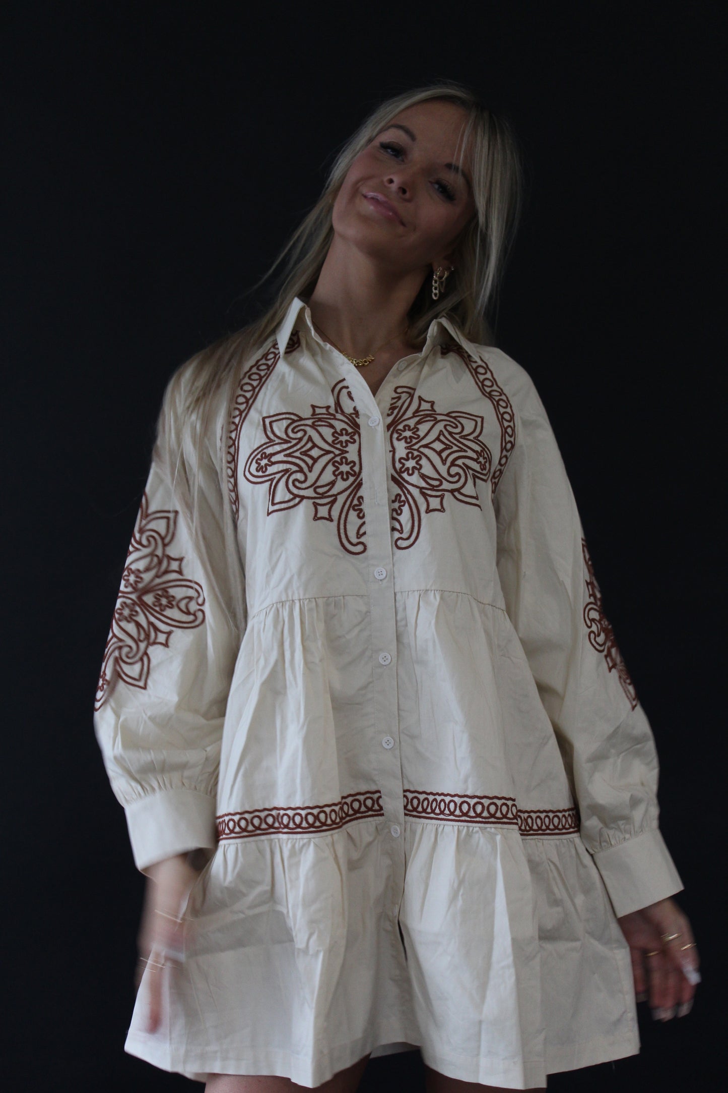 Lorena Embroidered Shirt Dress