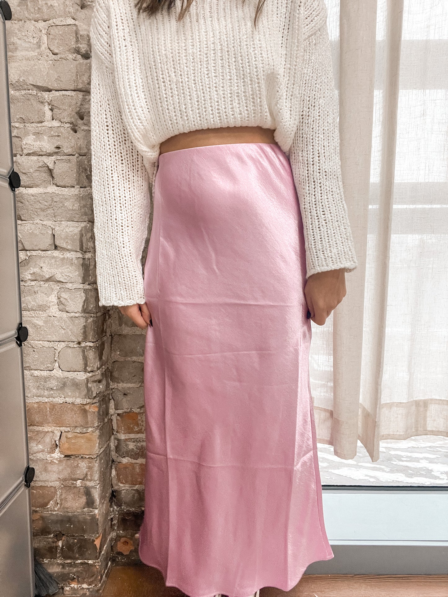 Satin Romance Midi Skirt - Large