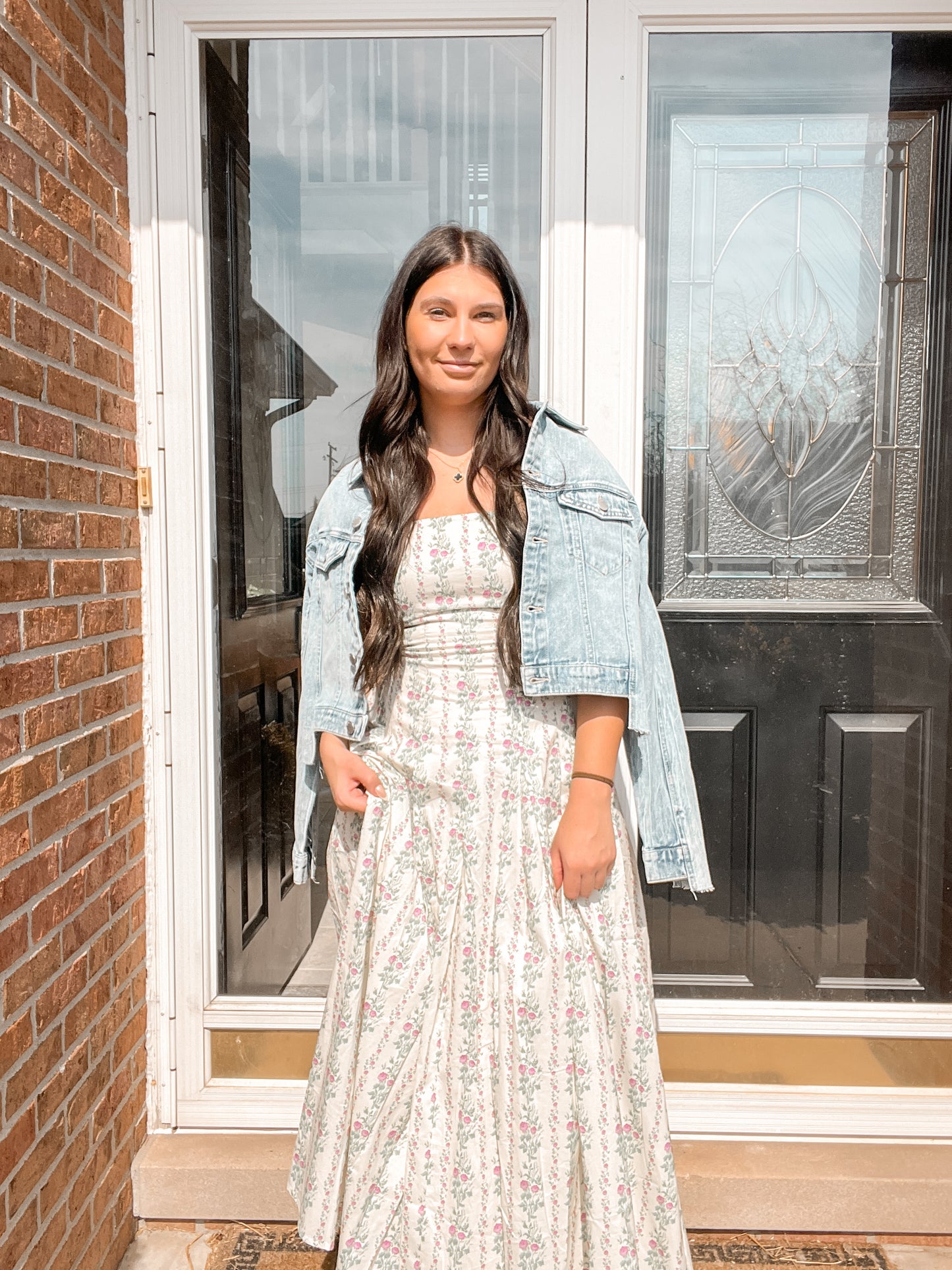 Floral Cream Mable Maxi Dress
