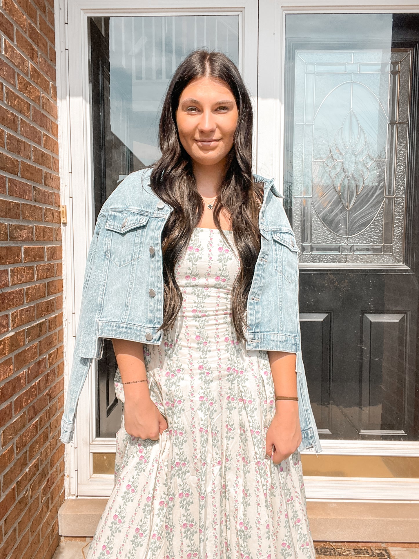 Floral Cream Mable Maxi Dress