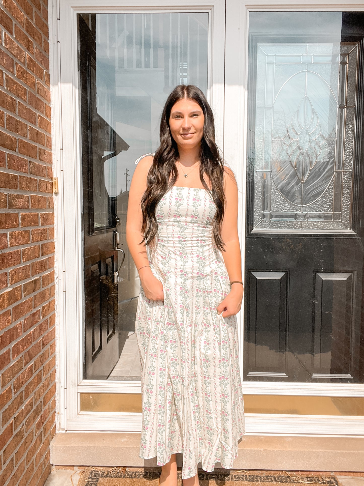 Floral Cream Mable Maxi Dress